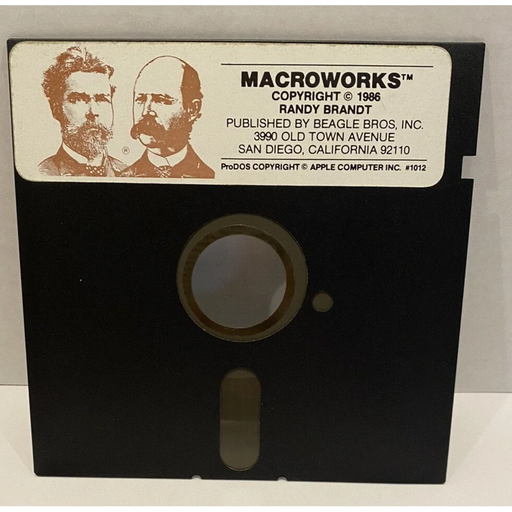 Beagle Bros Macroworks Apple II Randy Brandt ProDOS 1986 Floppy Disk Brothers